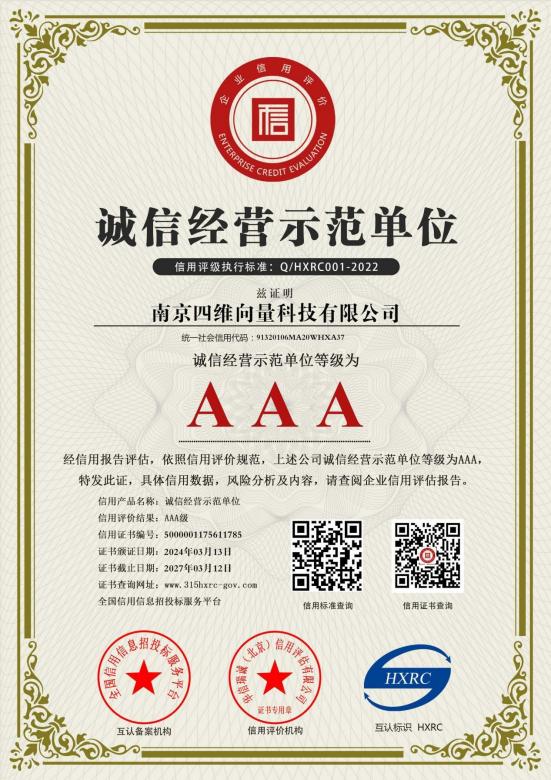 3A credit rating certificate
